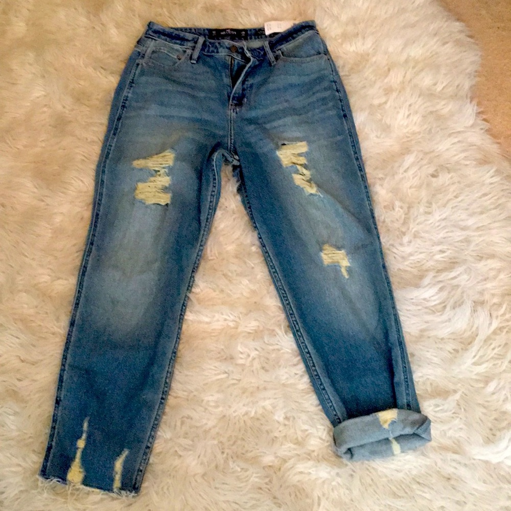 Distressed Ultra High Rise Mom Jeans